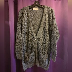 Dian Von Furtsenberg Women's Gray Patterned Sweater Cardigan